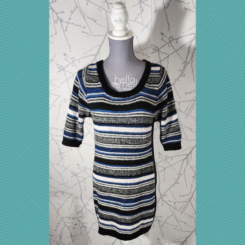 Romeo & Juliet Couture Metallic Striped Knit Sweater Dress